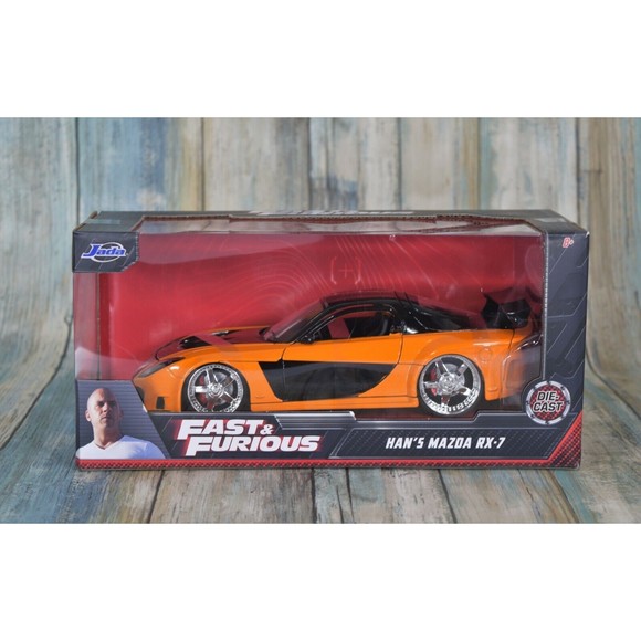 1:24 Fast & Furious Han's Mazda RX-7 Die-Cast Orange / Black Diecast Car Sealed - Picture 3 of 10
